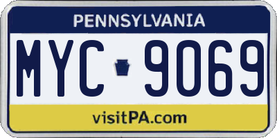 PA license plate MYC9069