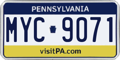 PA license plate MYC9071