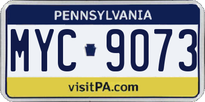 PA license plate MYC9073