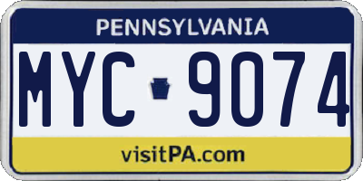 PA license plate MYC9074