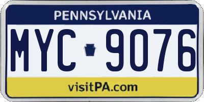 PA license plate MYC9076