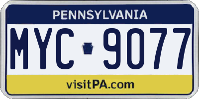 PA license plate MYC9077