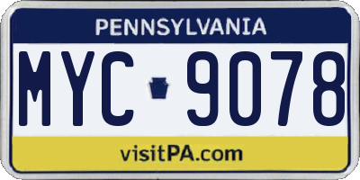 PA license plate MYC9078