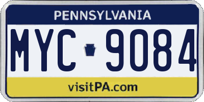 PA license plate MYC9084
