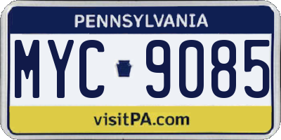 PA license plate MYC9085
