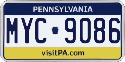 PA license plate MYC9086