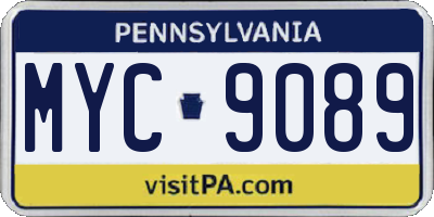 PA license plate MYC9089