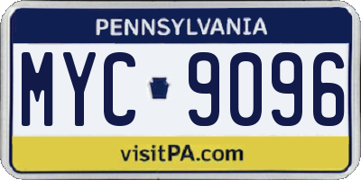 PA license plate MYC9096