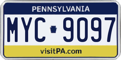 PA license plate MYC9097
