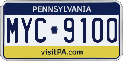 PA license plate MYC9100