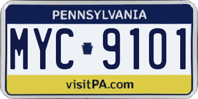 PA license plate MYC9101