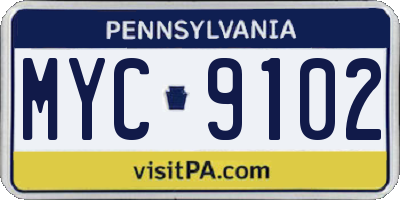 PA license plate MYC9102