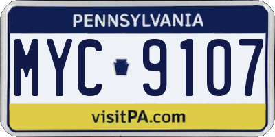 PA license plate MYC9107