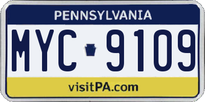 PA license plate MYC9109