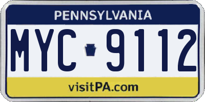 PA license plate MYC9112
