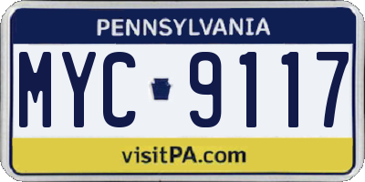 PA license plate MYC9117