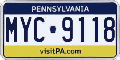 PA license plate MYC9118