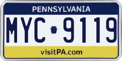 PA license plate MYC9119