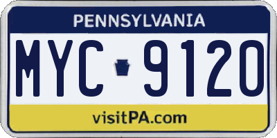 PA license plate MYC9120
