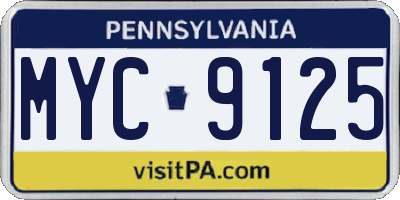 PA license plate MYC9125