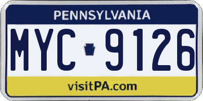 PA license plate MYC9126