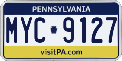 PA license plate MYC9127