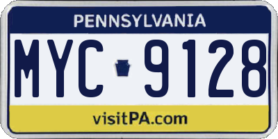 PA license plate MYC9128