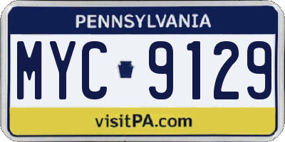 PA license plate MYC9129