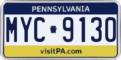 PA license plate MYC9130