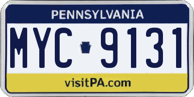 PA license plate MYC9131