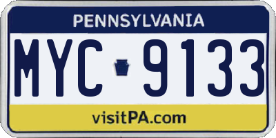 PA license plate MYC9133