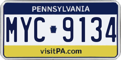 PA license plate MYC9134