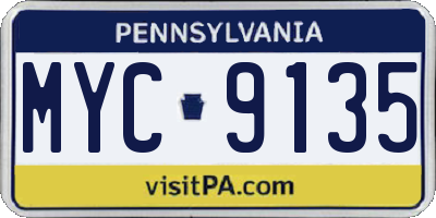 PA license plate MYC9135