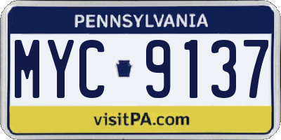 PA license plate MYC9137