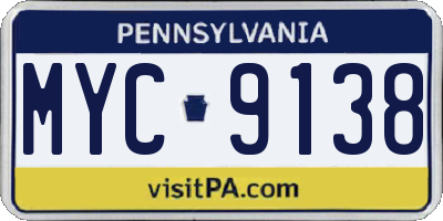PA license plate MYC9138