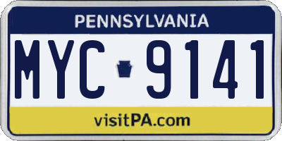 PA license plate MYC9141