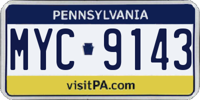 PA license plate MYC9143