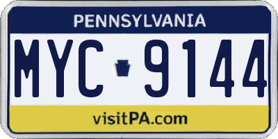 PA license plate MYC9144