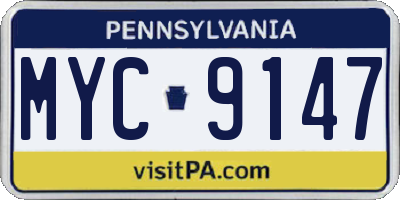 PA license plate MYC9147