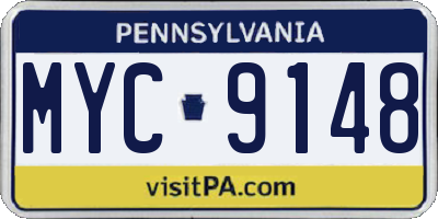 PA license plate MYC9148
