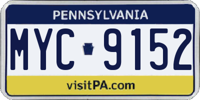 PA license plate MYC9152