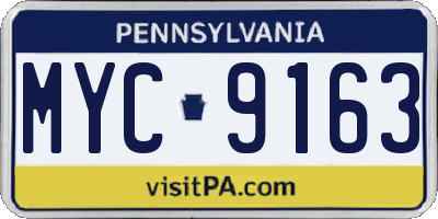 PA license plate MYC9163