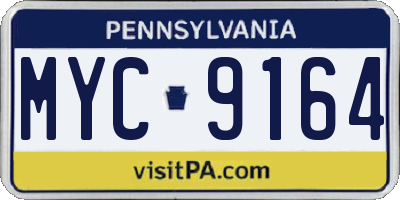 PA license plate MYC9164
