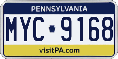 PA license plate MYC9168
