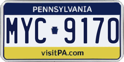 PA license plate MYC9170