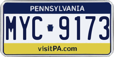 PA license plate MYC9173