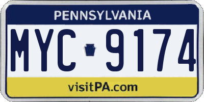 PA license plate MYC9174