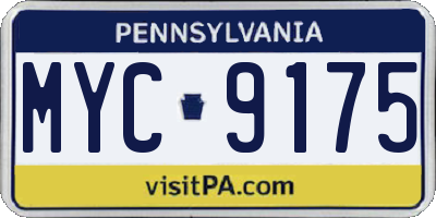 PA license plate MYC9175