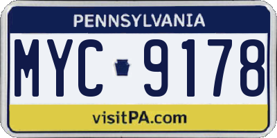 PA license plate MYC9178