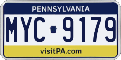 PA license plate MYC9179